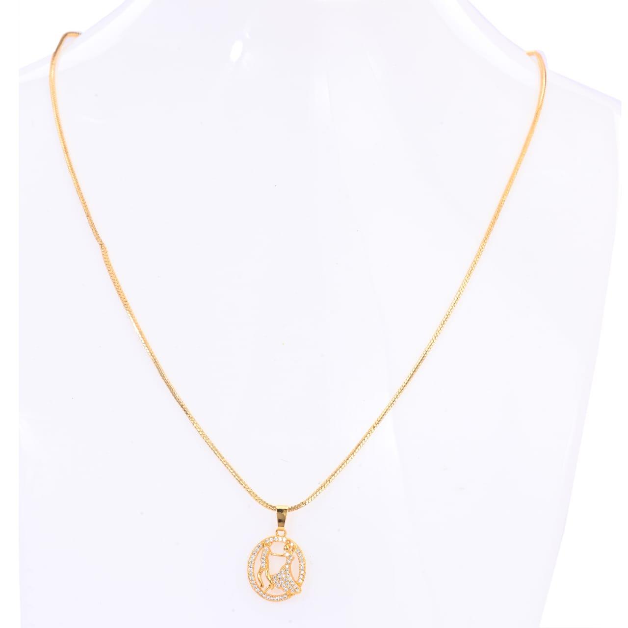 Gold Finish Elegant Pendant Necklace with Circular Figure Pendant